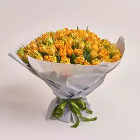 Букет 101 Оранжевый пионовидный тюльпан