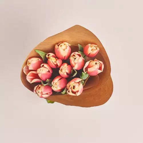 Product image Bouquet of 11 Rose-white Tulips, packaging: Сraft, vendor code: 3007