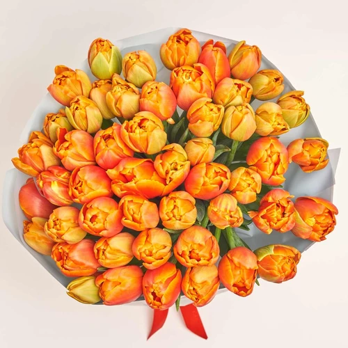 Product image Bouquet 51 Orange peony tulip, packaging: Gray, vendor code: 3009