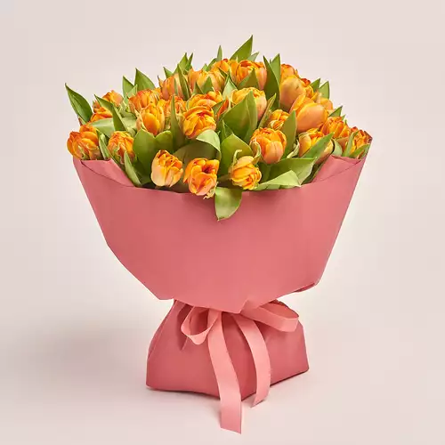 Product image Bouquet 51 Orange peony tulip, packaging: Kafin rust, vendor code: 3009