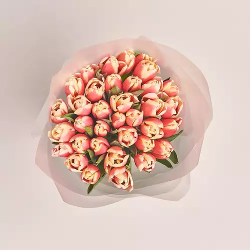 Product image Bouquet of 35 Rose-white tulipa, packaging: Transparent, vendor code: 3011