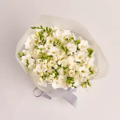 Изображение товара Букет 25 Белых Фрезий, упаковка: Прозрачная, артикул: 3020