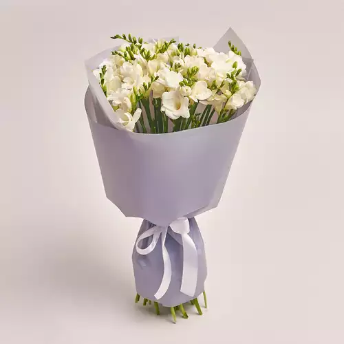 Product image Bouquet of 25 White Freesias, packaging: Gray, vendor code: 3020