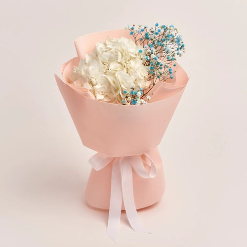 Product image Bouquet 1 White Hydrangea and Gypsophila , packaging: Kafin rose, vendor code: 3022