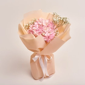 Bouquet 1 Pink Hydrangea and Gypsophila 