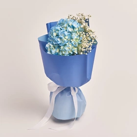 Bouquet 1 Blue Hydrangea and Gypsophila 