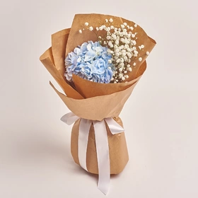 Bouquet 1 Blue Hydrangea and Gypsophila 