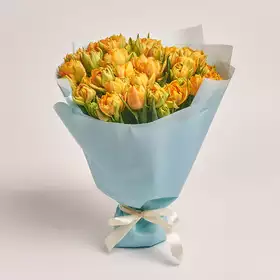Букет 35 Оранжевых пионовидных тюльпанов