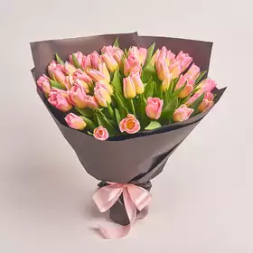 Букет 51 Желто-розовый тюльпан