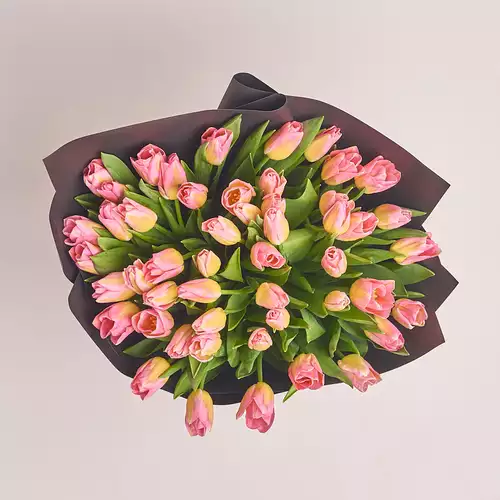 Product image Bouquet 51 Yellow-Pink Tulips, packaging: 
Graphite, vendor code: 3078