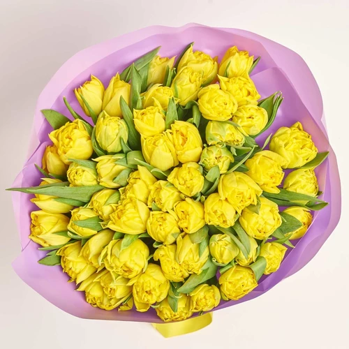 Product image Bouquet 51 Yellow peony tulip, packaging: Purple, vendor code: 3084