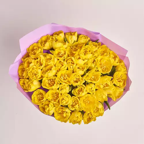 Product image Bouquet 51 Yellow peony tulip, packaging: Purple, vendor code: 3084