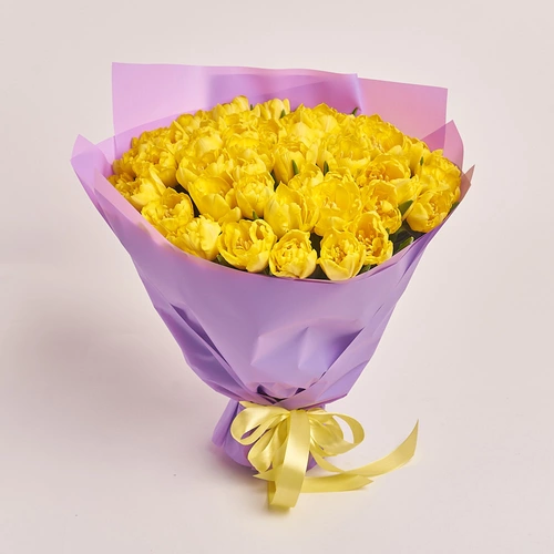 Product image Bouquet 51 Yellow peony tulip, packaging: Purple, vendor code: 3084