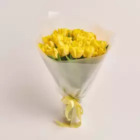 Букет 25 Жовтих піоновидних тюльпанів