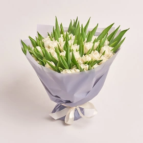 Букет 51 Білий піоновидний тюльпан