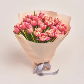 Букет 51 Рожевий піоновидний тюльпан