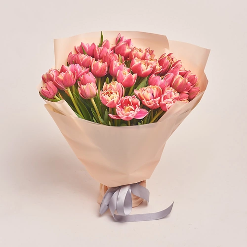 Product image Bouquet 51 Rose peony tulip, packaging: Peach, vendor code: 3097