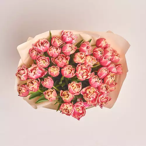Product image Bouquet 51 Rose peony tulip, packaging: Peach, vendor code: 3097