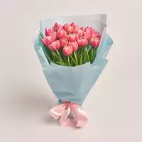 Букет 25 Розовых пионовидных тюльпанов