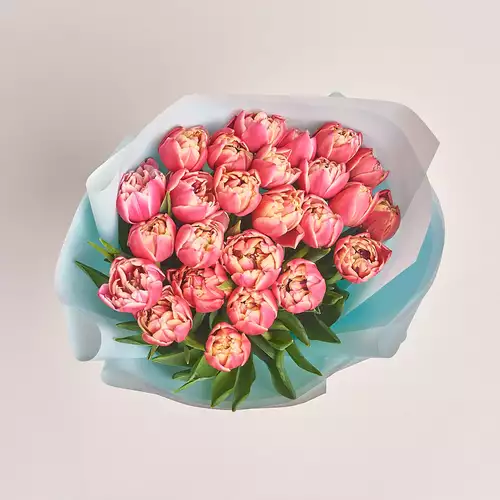 Product image Bouquet 25 Rose peony tulip, packaging: Blue, vendor code: 3098