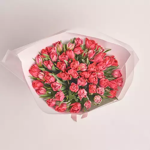 Product image Bouquet 51 Hot pink peony tulip, packaging: White, vendor code: 3100