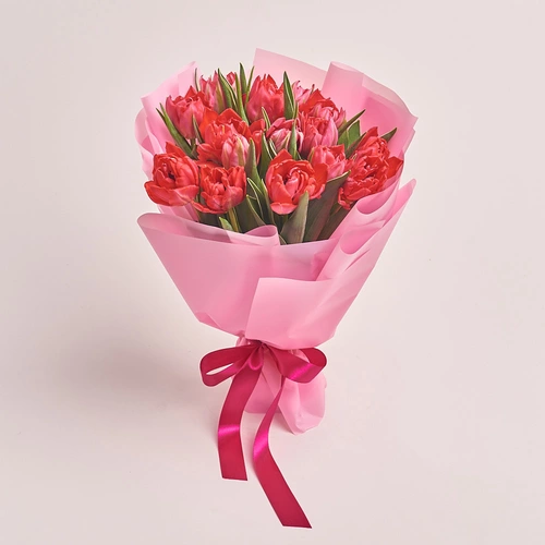 Product image Bouquet 15 Hot pink peony tulip, packaging: Pink, vendor code: 3102