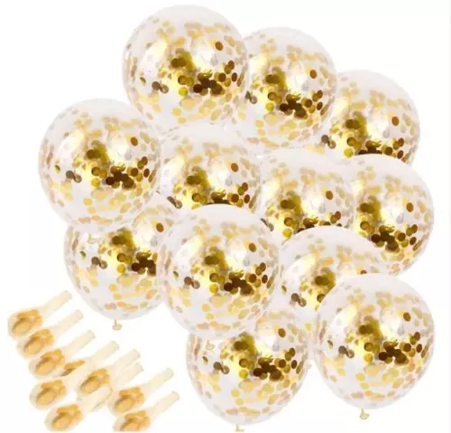 Product image Latex balloon with confetti Gold, vendor code: 3106