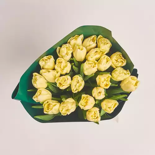 Product image Bouquet 25 Cream peony tulip, packaging: Green, vendor code: 3108