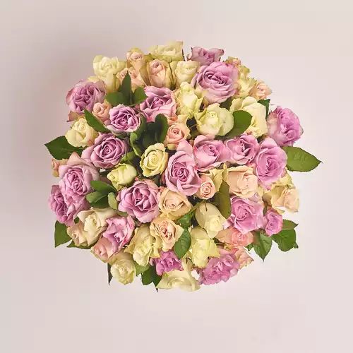 Product image Box of 51 Roses Atena and Memory, packaging: Purple, vendor code: 3116