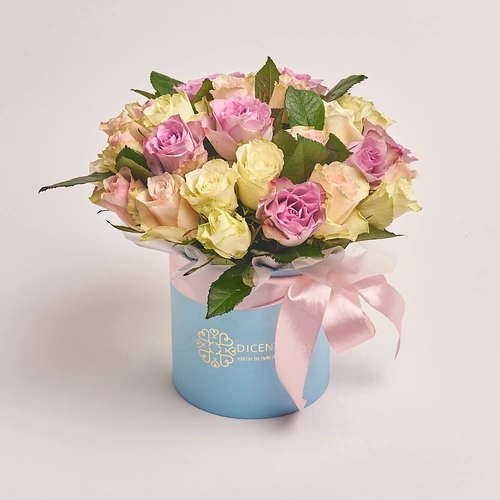 Product image Box of 31 Roses Atena and Memory, packaging: Blue, vendor code: 3118