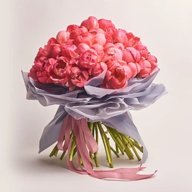Bouquet of 51 Coral Peonies