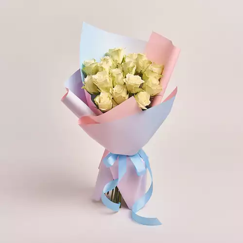 Product image Bouquet 19 Roses Athena, packaging: Gradiens light blue, vendor code: 3139