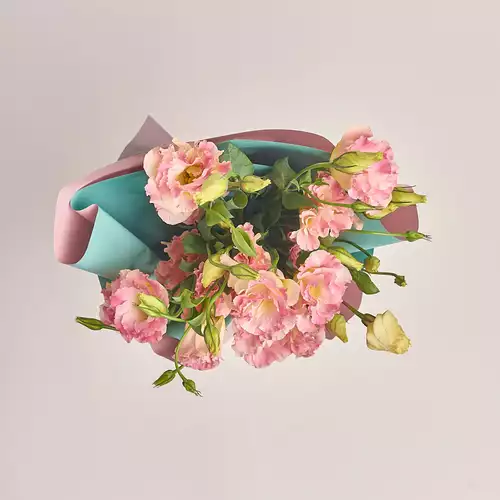 Product image Bouquet of 5 Eustomas Champagne, packaging: Gradiens tiffany, vendor code: 3140