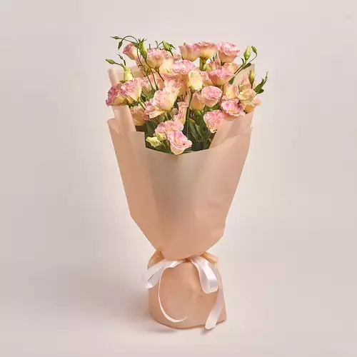 Product image Bouquet of 15 Eustomas Champagne, packaging: Peach, vendor code: 3142