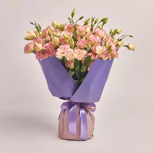 Product image Bouquet of 31 Eustomas Champagne, packaging: Gradiens violet, vendor code: 3144