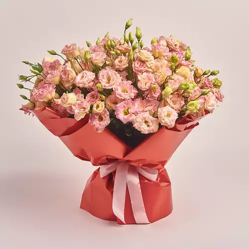 Product image Bouquet of 75 Eustomas Champagne, packaging: Red, vendor code: 3146