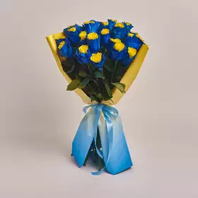 Букет 25 Сине-Желтых Роз