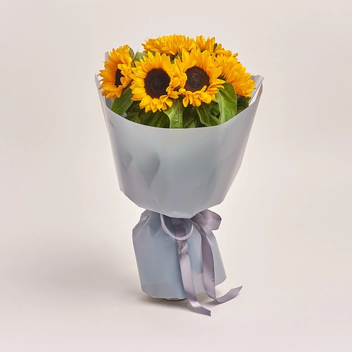 Product image Bouquet of 9 Sunflowers, packaging: Gray, vendor code: 3158