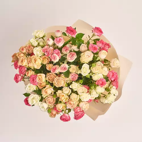 Product image Bouquet of 15 Roses spray mix, packaging: Peach, vendor code: 3163