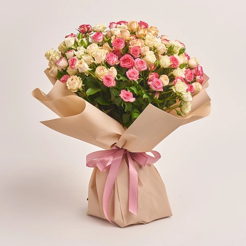 Product image Bouquet of 25 Roses spray mix, packaging: Kafin cream, vendor code: 3164