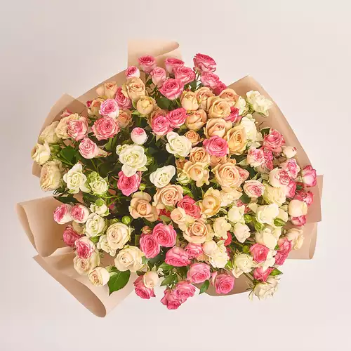 Product image Bouquet of 25 Roses spray mix, packaging: Kafin cream, vendor code: 3164