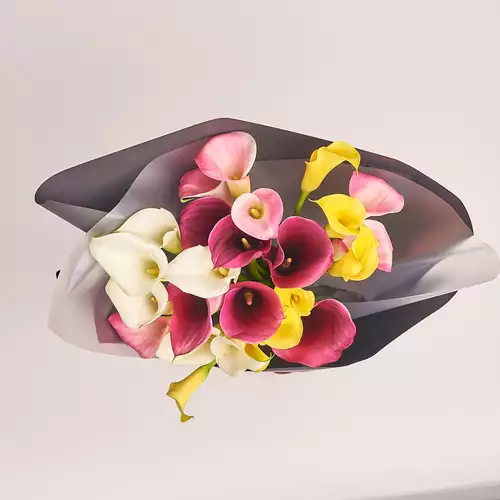 Product image Bouquet of 25 Callas mix, packaging: 
Graphite, vendor code: 3166