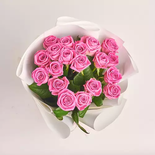 Зображення товару Букет 19 Троянд Аква, пакування: Біла, артикул: 3168