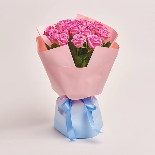 Product image Bouquet of 19  Roses Aqua, packaging: Gradiens light blue, vendor code: 3168