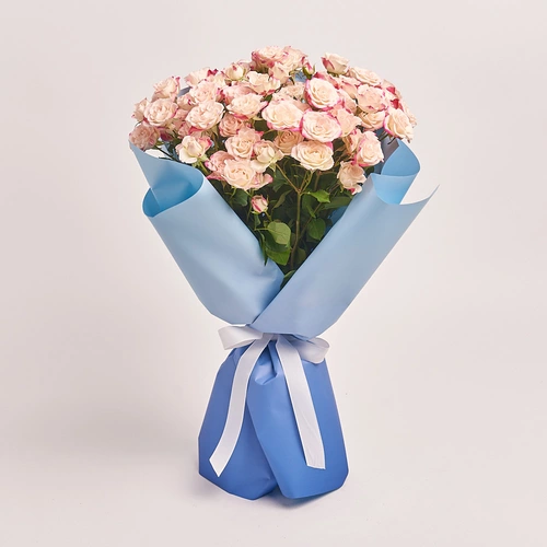 Product image Bouquet of 15 Reflex Spray Roses, packaging: Gradiens blue, vendor code: 3174