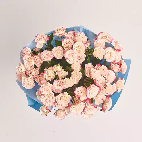 Product image Bouquet of 15 Reflex Spray Roses, packaging: Gradiens blue, vendor code: 3174