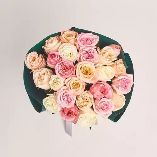 Product image Bouquet of 25 peony Roses mix, packaging: Green, vendor code: 3176