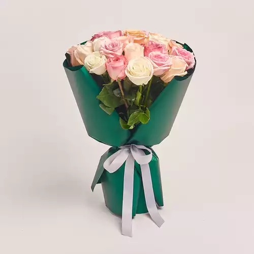 Product image Bouquet of 25 peony Roses mix, packaging: Green, vendor code: 3176