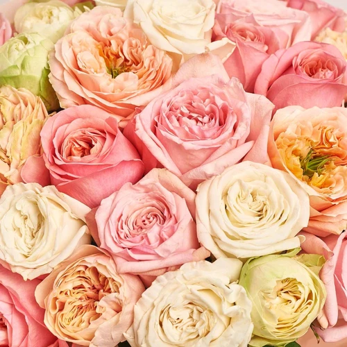 Product image Bouquet of 51 peony Roses Мix, packaging: Kafin rose, vendor code: 3177