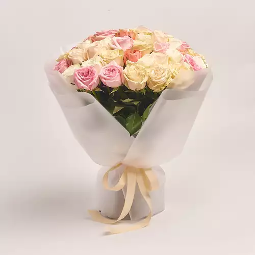 Product image Bouquet of 51 peony Roses mix, packaging: Transparent, vendor code: 3177